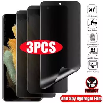 3 шт. антишпионская гидрогелевая пленка для Samsung S23 S21 S22 S24 Ultra S10 Plus S20 FE Privacy Screen Protector Note 8 чёрный