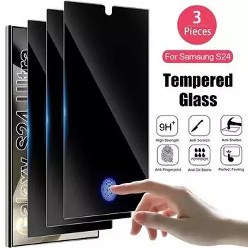 3 шт. антишпионское закаленное стекло для Samsung S23 S24 Ultra Privacy Screen Protector Samsung S23 FE S22 S21 Note 10 Lite 20 Ultra S10 Plus Note 8 чёрный