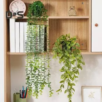 3 шт. эвкалиптовая лоза, висячие растения, не требующие ухода, натуральная зелень, зеленые горшечные растения для домашнего декора зелёный