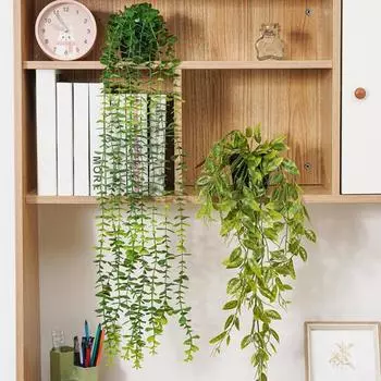 3 шт. эвкалиптовая лоза, висячие растения, не требующие ухода, натуральная зелень, зеленые горшечные растения для домашнего декора зелёный