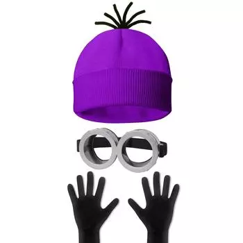 3 шт. аксессуары для костюмов для взрослых мужчин женщин косплей вечерние набор шляпа глаза перчатки набор One Size фиолетовый