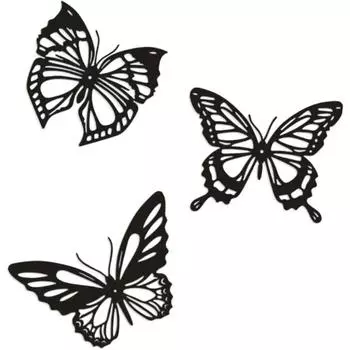 3 шт. Бабочка Металлическое украшение Черная бабочка Металлические настенные обои Украшение для дома, деревенского дома, офиса, спальни