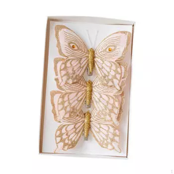 3 шт. бабочки новогодние елочные украшения подвесные бабочки спальня с зажимом для дома год Red