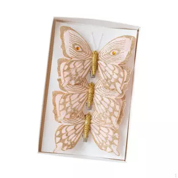 3 шт. бабочки украшения на рождественскую елку блестящие бабочки спальня офис подвесные для Red