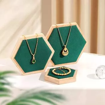 3 шт. бамбуковый поднос для украшений, подставка для ожерелий, браслетов, колец, сережек, органайзер, держатель для украшений, витрина бежевый