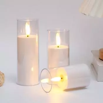 3 шт. беспламенных светодиодных свечей на батарейках мерцающие свечи светодиодные свечи для украшения дома кафе ресторана белый