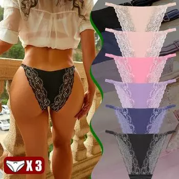 3 шт., бесшовное бикини с регулируемым ремешком, нижнее белье для женщин, сексуальные дышащие трусики с высоким вырезом, женские трусы с v-образной талией S