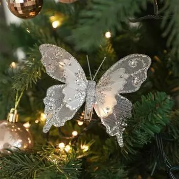 3 шт. блестящая бабочка с зажимом украшение на рождественскую елку своими руками гирлянда имитация бабочки декор 2025 новогоднее рождественское украшение