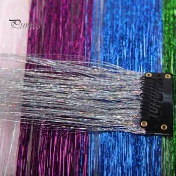 3 шт., блестящая мишура, набор для наращивания волос, цвета радуги, зажим для крепления, блестящая декоративная мишура для волос феи, набор для женщин, девочек, аксессуары для волос розовый