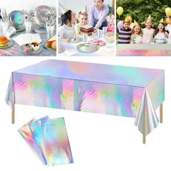 3 шт. блестящая скатерть голографическая водонепроницаемая скатерть прямоугольная дискотека скатерть Декор для дня рождения 3pcs