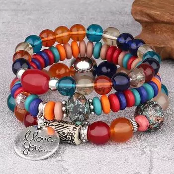 3 шт. богемные очаровательные браслеты из бисера, набор для женщин, массивные браслеты-цепочки ручной работы с кисточками, женские модные ювелирные изделия, подарки