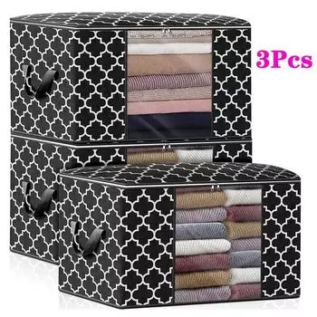 3 шт. большие сумки для хранения одежды, органайзер на молнии, подкровать, шкаф, куб, шкаф, коробки чёрный