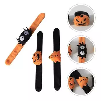 3 шт. браслеты с кольцами на Хэллоуин, браслеты с тыквами, украшения для вечеринок в виде паука для взрослых, привидение, ребенок 24.5X4.5CM