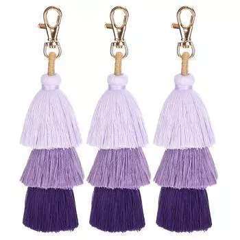 3 шт. брелок с кисточками в стиле бохо, модная подвеска для багажа, рюкзака, украшение, фиолетовый фиолетовый