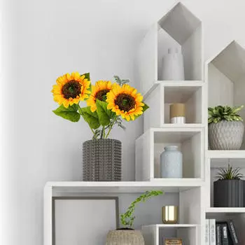 3 шт. Букет искусственных подсолнухов Невеста держит цветы имитация поддельных желтых цветов для красный