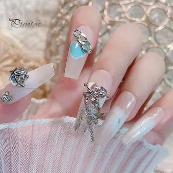 3 шт., цепочка с кисточками для ногтей, потрясающие модные персиковые сердечки, прочные аксессуары со стразами для красивых ногтей F