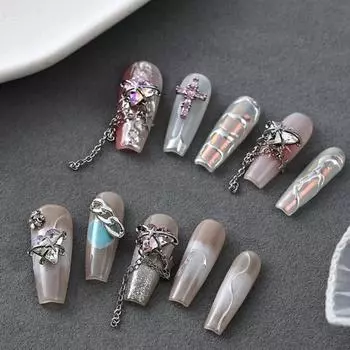 3 шт., цепочка с кисточками для ногтей, потрясающие модные персиковые сердечки, прочные аксессуары со стразами для красивых ногтей F