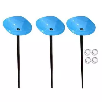 3 шт. Чашка для питья пчел Кормушка для воды в виде бабочки со стеклянными бусинами Станция для воды для пчел со стойкой для сада Опылители Декор двора 3pcs синий