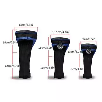 3 шт. Чехлы на голову для гольфа Водительский фарватер Вудс Головные уборы Аксессуары для гольфа чёрный/синий