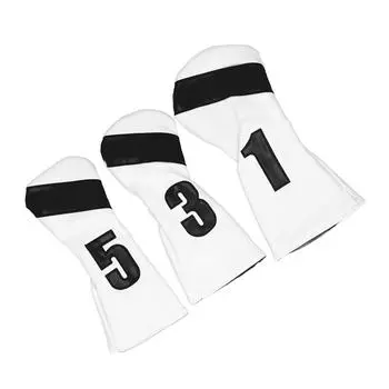 3 шт. Чехол для головки гольф-клуба из искусственной кожи, водонепроницаемый защитный набор чехлов для головки гольфа с плюшевой подкладкой белый