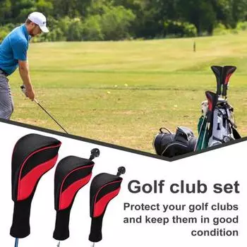 3 шт. Чехол для клюшки для гольфа, сетчатый чехол для клюшки для гольфа со сменными элементами. Теги красный/белый