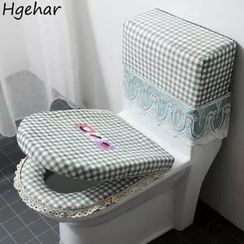 3 шт. чехол для сиденья унитаза теплый чехол для туалета для ванной комнаты, подушка для туалета, чехол, декоративные кружевные чехлы для туалета, универсальная застежка-молния