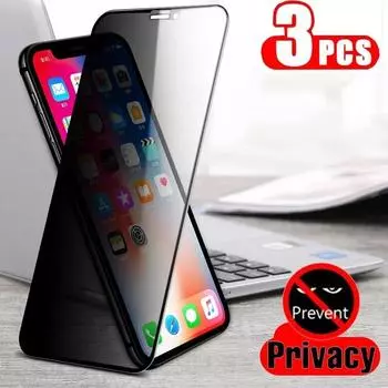 3 шт. черное защитное стекло для iPhone 11 12 13 14 15 16 Pro XS Max XR антишпионские защитные пленки для iPhone 7 8Plus SE2020 Private iphone 11 чёрный
