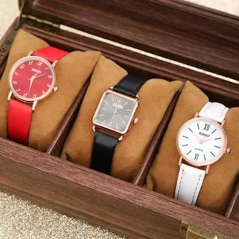 3 шт. Черные кварцевые часы с ремешком из искусственной кожи, циферблатом из цинкового сплава и указателем, в подарок ученикам, возвращающимся в школу