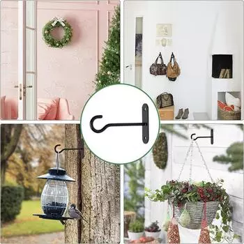 3 шт. черных металлических садовых крючков для потолка 2,5, 4, 6 дюймов надежно и эстетично подвешивают растения с нескользящим покрытием