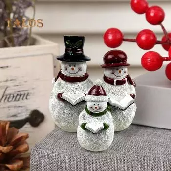 3 шт. читающие снеговики украшения рождественские смоляные фигурки снеговиков семьи ручная работа зимние настольные снеговики скульптура для рождественского декора белый