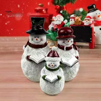 3 шт. читающие снеговики украшения рождественские смоляные фигурки снеговиков семьи ручная работа зимние настольные снеговики скульптура для рождественского декора белый