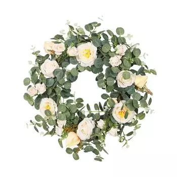 3 шт. Цветочное украшение и настенное украшение Эвкалиптовый чай Цветочное кольцо для подвешивания на стену торгового центра отеля белый