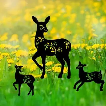 3 шт. Декоративный металлический кол для оленей для уличных сцен и домашнего декора чёрный