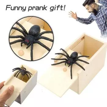 3 шт. деревянная коробка игрушка для розыгрыша Хэллоуин паук смешная игрушка для розыгрыша