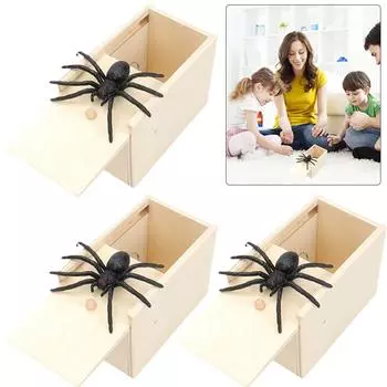 3 шт. деревянная коробка паук забавная игрушка-шутка прочная игрушка-пугалка для ребенка