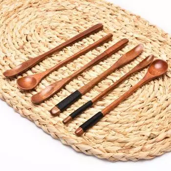 3 шт. деревянная ложка для еды с длинной ручкой, ложка для размешивания молока, высококачественная ложка для супа и риса Style 4