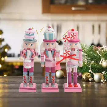 3 шт. деревянная скульптура Щелкунчика коллекционная мультяшная рождественская декоративная мини-фигурка