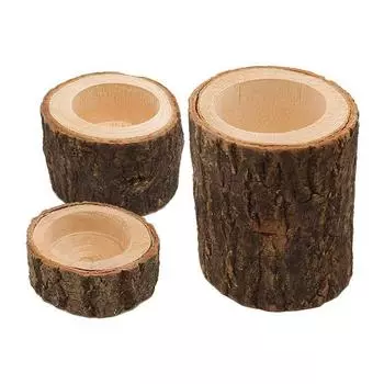 3 шт. Деревянные подставки для свечей в виде пеньков, подсвечники для чайных свечей, рустикальный фермерский стиль для гостиной A