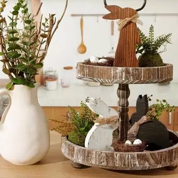 3 шт. Деревянный центральный знак стола пасхальные украшения деревенский пасхальный кролик фермерский деревянный кролик многоярусный поднос декор для стола винтажные пасхальные подарки