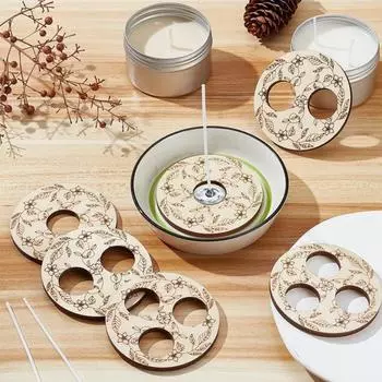 3 шт. Деревянный инструмент для центрирования фитиля, выгравированный узорчатый держатель фитиля, 2,95 дюйма, 1 отверстие, 2 отверстия, 3 отверстия, стабилизатор фитиля для свечей своими руками Sets