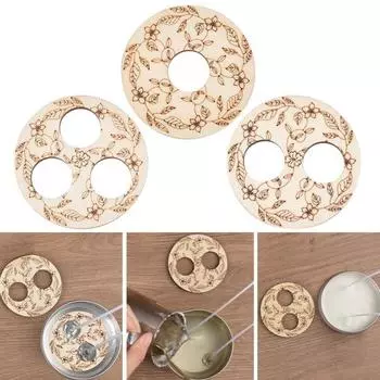 3 шт. Деревянный инструмент для центрирования фитиля, выгравированный узорчатый держатель фитиля, 2,95 дюйма, 1 отверстие, 2 отверстия, 3 отверстия, стабилизатор фитиля для свечей своими руками Sets