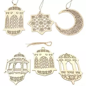 3 шт. Деревянный подвесной кулон Ид Мубарак Рамадан Мубарак луна звезда украшение Рамадан Карим подарок Ислам мусульманская вечеринка домашний декор