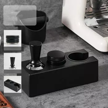 3 шт., держатель для тампера для кофе, распределительный коврик для эспрессо, инструмент для бариста чёрный