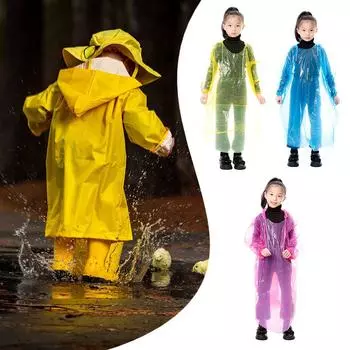 3 шт. Детские дождевики-пончо с капюшоном на шнурке, одноразовые дорожные дождевики, аварийные дождевики для кемпинга на открытом воздухе/отдыха/походов
