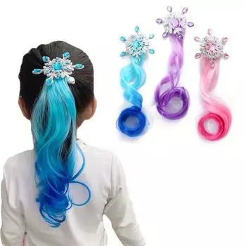 3 шт., детские заколки для парика с градиентом цвета, длинные вьющиеся волосы, плетеные волосы для девочек, веревочный головной убор