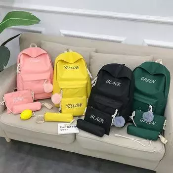 3 шт. детский рюкзак для начальной школы набор пенал портативный мужской женский дорожные сумки большой емкости детские школьные сумки чёрный