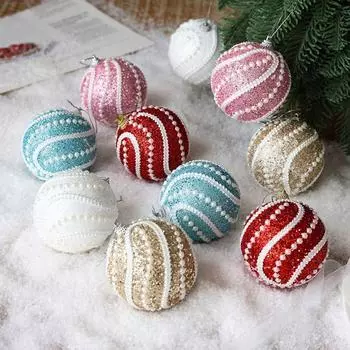 3 шт. DIY Рождественский цветной шар-подвеска 8 см Веселая рождественская елка Декор Счастливого Нового года Украшение белый