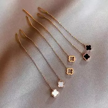 3 шт., длинные серьги с кисточками и четырьмя листочками клевера, легкие роскошные женские серьги премиум-класса 3pcs