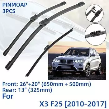3 шт. для BMW X3 F25 2010-2017 26 20 13 передние и задние щетки стеклоочистителя лобовое стекло резак для окон аксессуары 2011 2012 2013 2014 2015 2016 2017 Left Hand