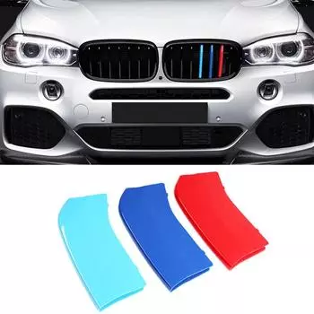 3 шт. для BMW X6 Series F16 2015-2018 автомобиля, накладка на переднюю решетку бампера, полоски M, Стайлинговые наклейки, автомобильные товары F16(15-16)